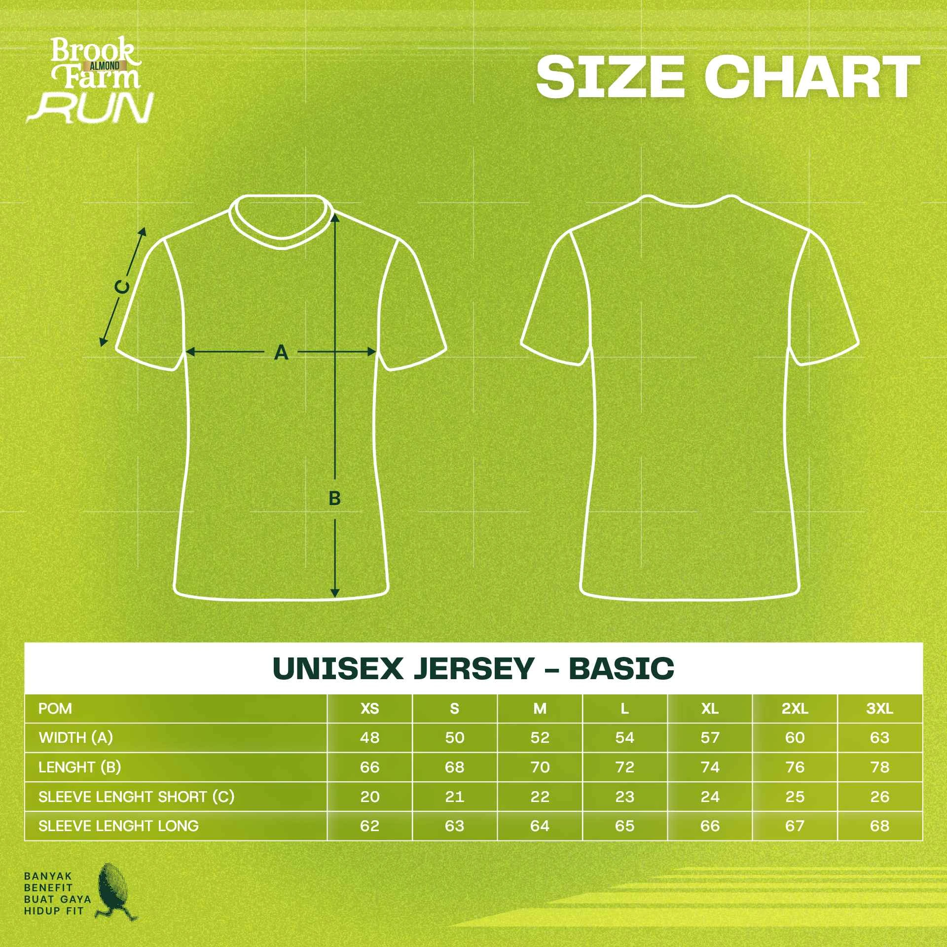 Brook Farm Size Chart - Unisex Jersey Basic